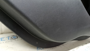 Door trim, rear left, Ford Fusion mk5 17-20, black with black leather insert, leather armrest, gray wood molding, scratches, bumps