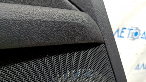 Door trim, rear left, Ford Fusion mk5 17-20, black with black leather insert, leather armrest, gray wood molding, scratches, bumps