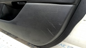 Front right door panel for Ford Fusion mk5 17-20, black with black leather insert, leather armrest, gray wood molding, scratches