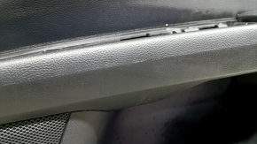 Front right door panel for Ford Fusion mk5 17-20, black with black leather insert, leather armrest, gray wood molding, scratches