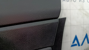Front right door panel for Ford Fusion mk5 17-20, black with black leather insert, leather armrest, gray wood molding, scratches