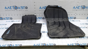 Set of floor mats for BMW X1 F48 16-22 rubber, black, emblem with black edging, Basis, emblems worn, dry cleanable