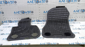 Set of floor mats for BMW X1 F48 16-22 rubber, black, emblem with black edging, Basis, emblems worn, dry cleanable
