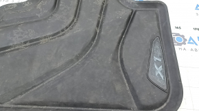 Set of floor mats for BMW X1 F48 16-22 rubber, black, emblem with black edging, Basis, emblems worn, dry cleanable