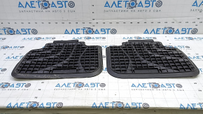 Set of floor mats for BMW X1 F48 16-22 rubber, black, emblem with black edging, Basis, emblems worn, dry cleanable