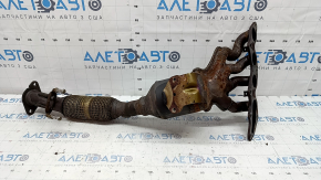 Exhaust manifold with catalytic converter for Ford Fusion mk5 13-20 hybrid, plug-in, rusty, torn mesh