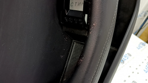 Mazda 6 18-21 black rear left door panel, black leather armrest and insert, gray molding with chrome, scratch, needs cleaning