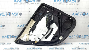 Mazda 6 18-21 black rear right door trim, black leather armrest and insert, gray molding with chrome, needs cleaning, worn
