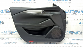 Mazda 6 18-21 front left door trim, black, armrest and insert, black leather, gray molding with chrome, worn