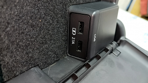 Left rear seat back for Mazda 6 18-21, black leather with perforation, with charging port in the armrest, without headrests