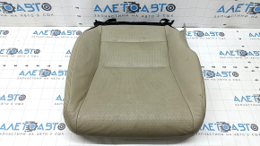 Honda Accord 13-17 passenger seat cushion upholstery, beige leather with perforation, heated, worn, cracked, dry cleanable