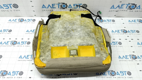 Honda Accord 13-17 passenger seat cushion upholstery, beige leather with perforation, heated, worn, cracked, dry cleanable