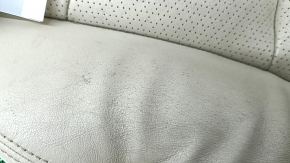 Honda Accord 13-17 passenger seat cushion upholstery, beige leather with perforation, heated, worn, cracked, dry cleanable