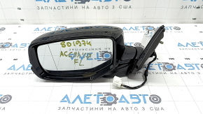 Left side mirror assembly for Honda Accord 2014-2017, 6 pins, turn signal, black, broken housing