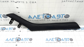 Mazda 6 18-21 center console trim, upper left side, black leather, gray stitching, rear, broken fasteners