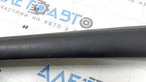 Mazda 6 18-21 center console trim, upper right side, black leather, gray stitching, rear, dents