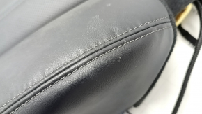 Mazda 6 18-21 passenger seat back upholstery, black leather, perforated, gray stitching, heated, scratched, needs cleaning