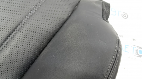 Mazda 6 18-21 passenger seat back upholstery, black leather, perforated, gray stitching, heated, scratched, needs cleaning