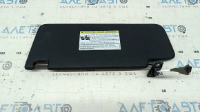 Right sun visor for VW Tiguan 18-24, black, no hook, crack in mount, no plug, needs cleaning