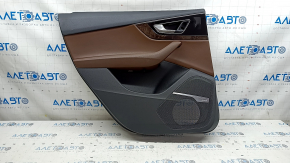Door trim panel rear left Audi Q7 16-19 black, insert brown leather, insert under the wood, BOSE, armrest brown leather, with a handle, dents, scratches