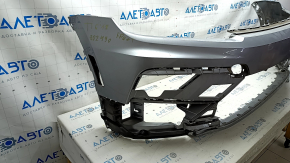 Front bumper, bare, VW Tiguan 18-21 R-Line, silver LB7S, pinned, scratches, chips, cracked paint