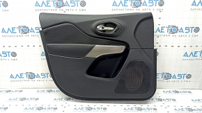 Front left door panel for Jeep Cherokee KL 19-22, black, with black leather insert, leather armrest, gray molding, for seat memory, with handle