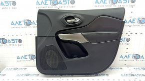 Jeep Cherokee KL 19-22 front right door panel, black with black leather insert, black leather armrest, gray molding, with handle, scratches