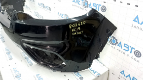 Jeep Cherokee KL 19-23 front bare bumper, upper part, without parking sensors, without tow hook cap, black, non-factory holes, cracks in fasteners