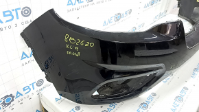 Jeep Cherokee KL 19-23 front bare bumper, upper part, without parking sensors, without tow hook cap, black, non-factory holes, cracks in fasteners