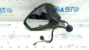 Left side mirror assembly for VW Tiguan 18-19, 6+2 pins, BSM, turn signal, heated, black, scratches
