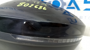 Left side mirror assembly for VW Tiguan 18-19, 6+2 pins, BSM, turn signal, heated, black, scratches