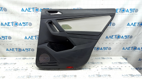 Black rear right door panel for VW Tiguan 18-20, leather armrest, gray leather insert, with handle, scratches