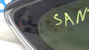 Rear right window, blind glass, Hyundai Santa FE Sport 13-18, chrome, scratches on chrome