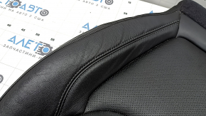 Jeep Cherokee KL 19-23 passenger seat cushion upholstery, black leather, perforated, heated, wrinkled