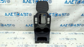 Center console trim with cup holder for Hyundai Santa FE Sport 2017-2018, black, non-heated, scratches, worn
