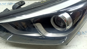 Left front headlight for Hyundai Santa FE Sport 2017-2018 restyling, USA, halogen, peeling varnish, cobweb, crack in glass