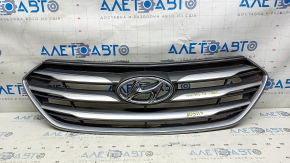 Radiator grill assembly for Hyundai Santa FE Sport 2017-2018, with emblem, without camera, chrome, sand