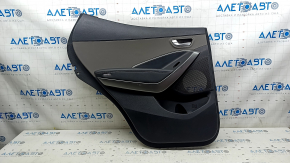 Rear left door panel for Hyundai Santa FE Sport 17-18, black with gray insert, black leather armrest with handle, scratches