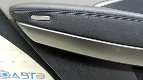 Rear left door panel for Hyundai Santa FE Sport 17-18, black with gray insert, black leather armrest with handle, scratches
