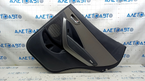Rear right door panel for Hyundai Santa FE Sport 17-18, black with gray insert, black leather armrest with handle, scratches
