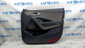 Door trim panel, front right, Hyundai Santa FE Sport 17-18, black with gray insert, black leather armrest, with handle
