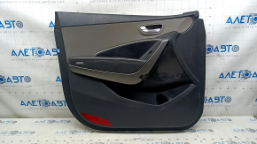 Door trim panel front left Hyundai Santa FE Sport 17-18 black with gray insert, armrest leather black, with handle, worn