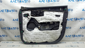 Door trim panel front left Hyundai Santa FE Sport 17-18 black with gray insert, armrest leather black, with handle, worn