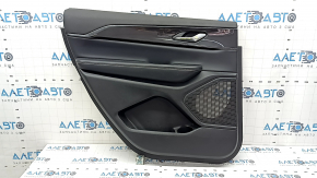 Jeep Grand Cherokee WL 23-25 black, long door panel, black leather armrest and insert, white stitching, glossy graphite molding