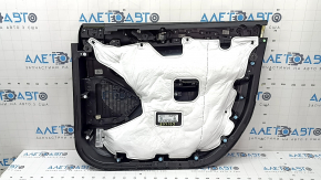 Jeep Grand Cherokee WL 23-25 black front left door panel, armrest and insert, black leather, white stitching, glossy graphite molding, worn