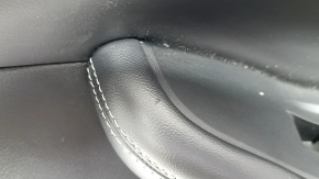 Jeep Grand Cherokee WL 23-25 black front right door panel, armrest and insert, black leather, white stitching, glossy graphite molding, worn, scratches