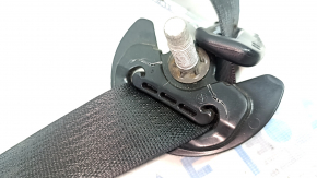Rear right seat belt for a 2014 Dodge Challenger, black, cracks on the plug