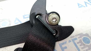 Rear right seat belt for a 2014 Dodge Challenger, black, cracks on the plug