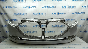 Front bumper, bare, Mazda 3 19-24 4d, white, painted, dents, scratches, broken fasteners