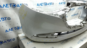 Front bumper, bare, Mazda 3 19-24 4d, white, painted, dents, scratches, broken fasteners